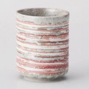 Japanese ceramic tea cup, orange stripe - SHIMA