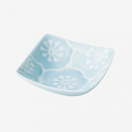 Kleine japanische Keramikschale, blau und weiß - UME