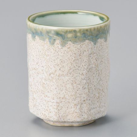 Tasse à thé japonaise en céramique, beige, peinture infusée verte - FUKISOKU