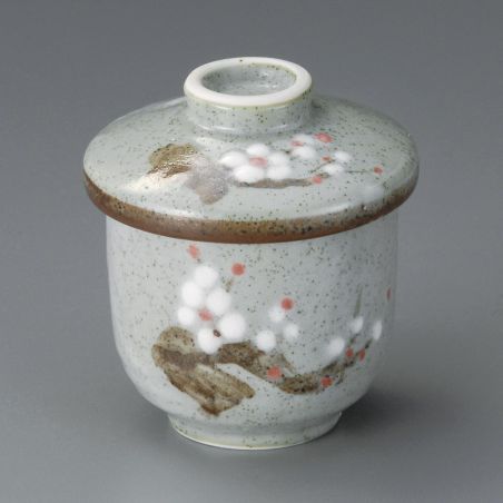 Japanischer Keramikbecher mit Deckel - HAIRO NO KABA - grau