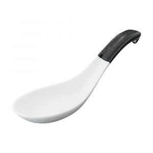 Japanese white and black ceramic spoon, SHIRO TO KURO