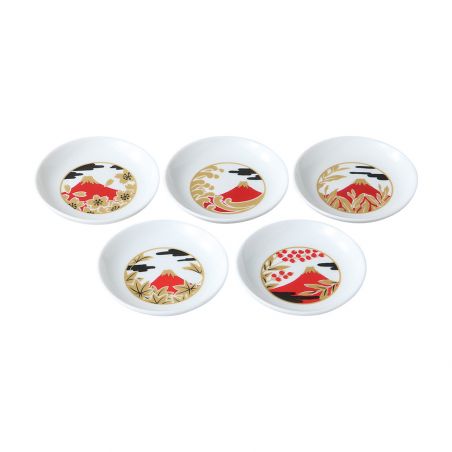 Set of 5 small ceramic plates - FUJISAN