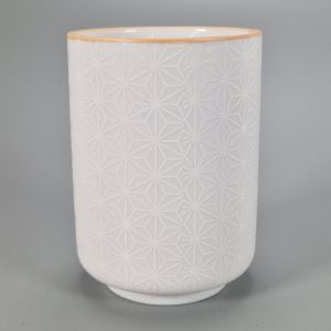 Japanese ceramic tea cup, white - ASANOHA