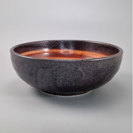 Bol japonais donburi en céramique rouge et noir - UZUMAKI KOHI - 17cm
