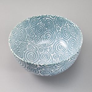 Bol japonais en céramique vert et blanc motif karakusa - MIDORI - 16cm