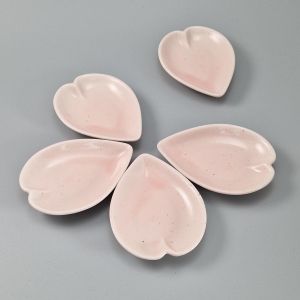 5 piccoli contenitori in ceramica giapponese rosa a forma di fiore di ciliegio - SAKURA