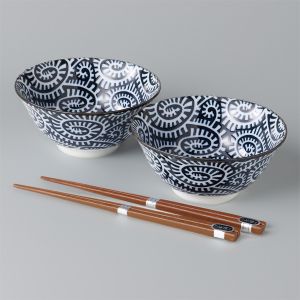 Set of 2 Japanese ceramic bowls - TAKO KARAKUSA