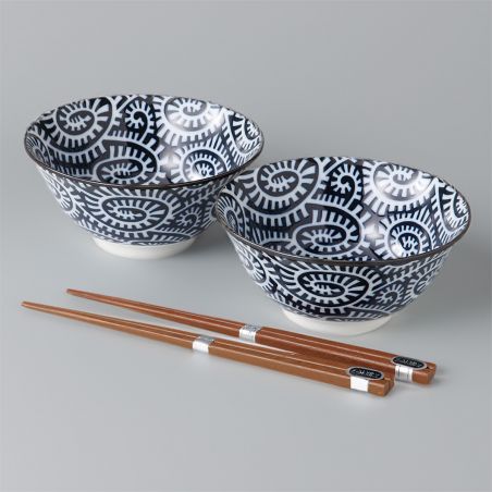 Set of 2 Japanese ceramic bowls - TAKO KARAKUSA