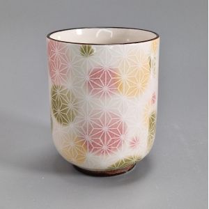 Tasse à thé japonaise en céramique, blanc et couleurs - ASANOHA