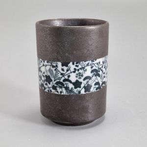 Tasse à thé japonaise en céramique, bandeau fleuri - FURORARU