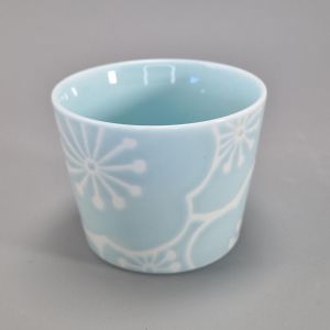 Japanische Keramik-Teetasse, blau und weiß - UME