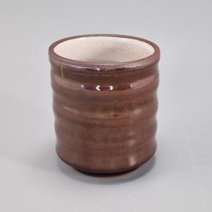 Taza de té de cerámica japonesa, marrón con reflejos plateados claros - KASSHOKU KAPPU