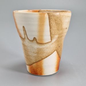 Japanischer Mazagran in Keramik, beige braun orange - RANDAMU