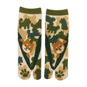 Chaussettes japonaises tabi , Camouflage Vert, MEISAI MIDORI