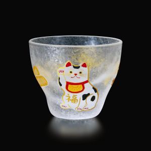 Verre à Saké japonais motif Chat, GARASU MANEKINEKO