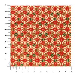 Japanese paper sheet, YUZEN WASHI, Asanoha, hemp leaves, red