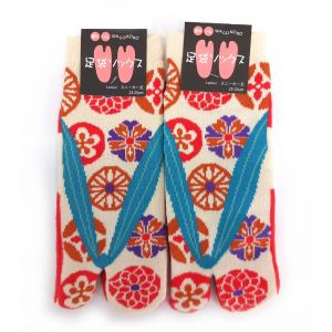 Japanese cotton tabi socks, ZORI-HANA