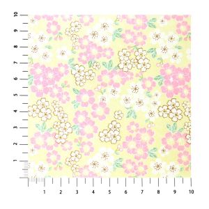 grande foglio di carta giapponese, YUZEN WASHI, giallo, fiori di ciliegio in piena fioritura, piccolo