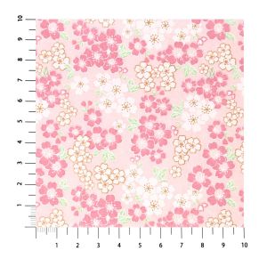 grande foglio di carta giapponese, YUZEN WASHI, rosa, fiori di ciliegio in piena fioritura, piccolo