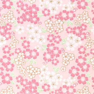 grande foglio di carta giapponese, YUZEN WASHI, rosa, fiori di ciliegio in piena fioritura, piccolo