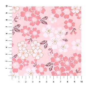 grande foglio di carta giapponese, YUZEN WASHI, rosa, fiori di ciliegio in piena fioritura