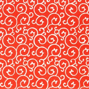 large sheet of Japanese paper, YUZEN WASHI, red, Arabesque pattern