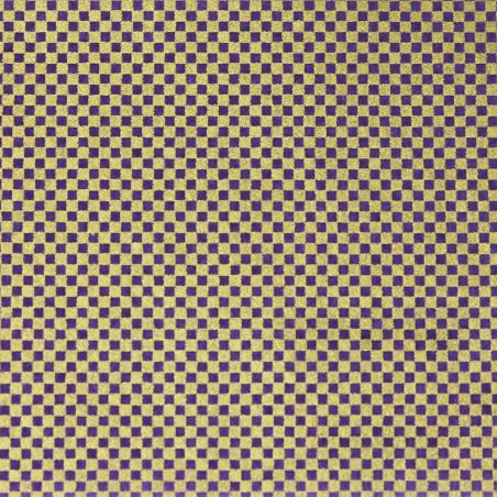 grande feuille papier japonais, YUZEN WASHI, violet/or, Motif à carreaux