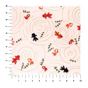 grande feuille papier japonais, YUZEN WASHI, rose, Goldfish