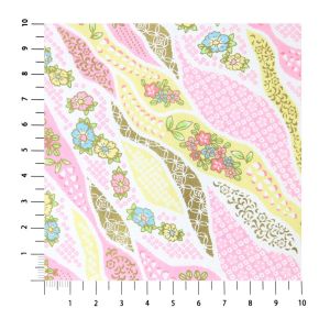 grande feuille papier japonais, YUZEN WASHI, rose et beige, motifs Docho-tori