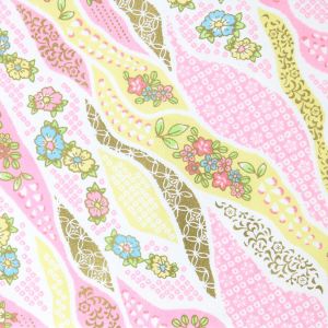 grande feuille papier japonais, YUZEN WASHI, rose et beige, motifs Docho-tori