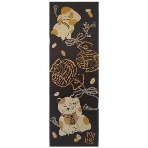 Serviette de toilette en coton, TENUGUI, Fukushi Manekineko