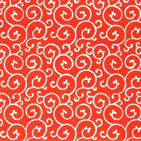 feuille papier japonais A4, YUZEN WASHI, rouge, motif Arabesque 