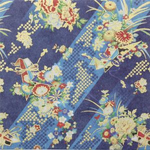 sheet of Japanese paper, YUZEN WASHI, blue, bouquet of Yoi kaori flowers