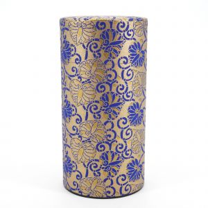 Boîte à thé japonaise bleu et or en papier washi - KINAOHANA - 200gr
