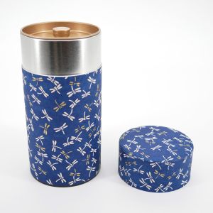 Boîte à thé japonaise bleu en papier washi - TOMBO - 200gr