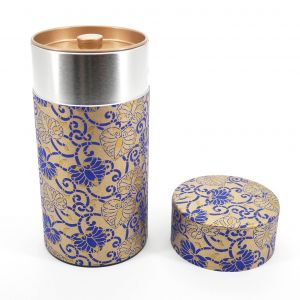 Boîte à thé japonaise bleu et or en papier washi - KINAOHANA - 200gr