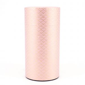 Boîte à thé japonaise rose en papier washi - PINKU SEIGAIHA - 200gr