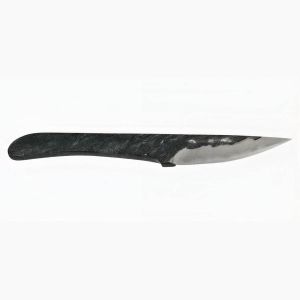 Cuchillo Japonés HAYASHI - Hoja de 65 mm - Mango de acero - Funda de piel negra.