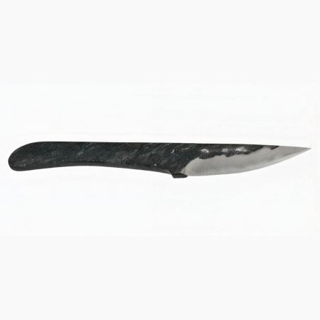 HAYASHI Japanese knife - 65 mm blade - Steel handle - black leather sheath.