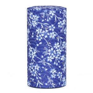 Boîte à thé japonaise bleue en papier washi - NADESHIKO - 200gr