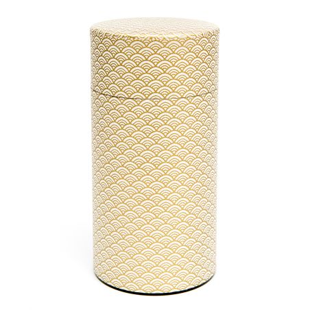 Boîte à thé japonaise blanche en papier washi - KIN SEIGAIHA - 200gr