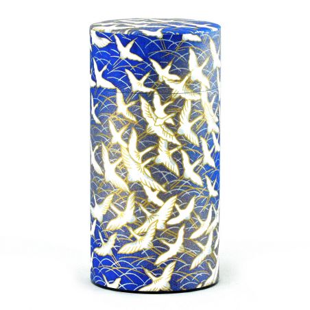 Boîte à thé japonaise bleu en papier washi - SHIROTSURU - 200gr