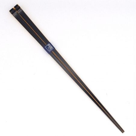 Pair of Japanese bamboo chopsticks, black, Kuronuri Kakubashi tenbushi, 22.5 cm