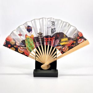 Japanese paper and bamboo decorative fan, KYOTO