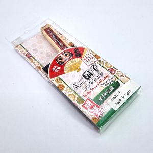 Abanico japonés en papel y bambú decorativo, DARUMA