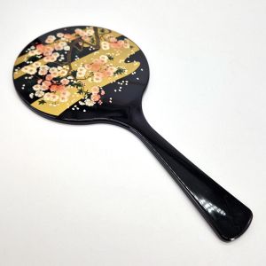 Japanischer schwarzer Harzspiegel mit Sakura-Motiv-Träger – SAKURA