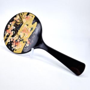 Black Japanese resin mirror with sakura motif support - SAKURA