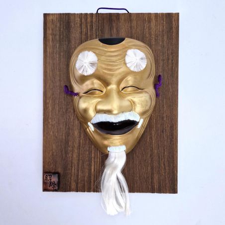 Noh mask, OKINA, the old man with a wooden frame