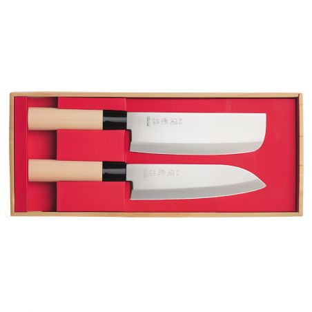 Duo of Japanese knives Nakiri and Santoku - SEKIRYU