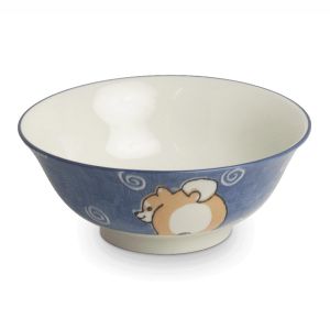 Japanese Ceramic Soup Bowl Duo, Pink and Blue - SHIBA INU